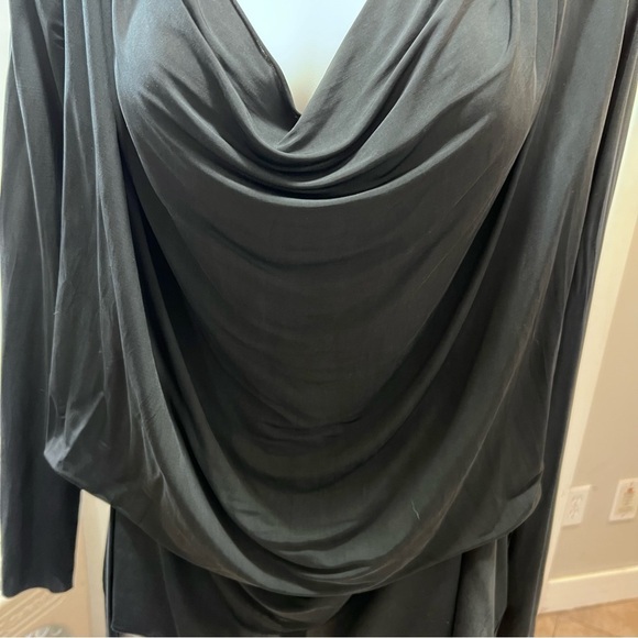AllSaints Amei LS Black Dress Silky Stretch Size 6 - Picture 6 of 13